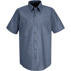Red Kap® Men's Industrial Stripe Work Shirt Short Sleeve Gray/Blue Stripe XL SP24 SP24EXSSXL