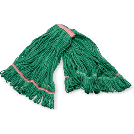 Carlisle® 4-Ply Anti-Microbial Looped End Mop w/ Red Band Large Green 369325M09 - Pkg Qty 12