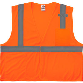 Ergodyne GloWear 8210HL-S Mesh Hi-Vis Safety Vest Class 2 Economy Single Size 4XL Orange 24538