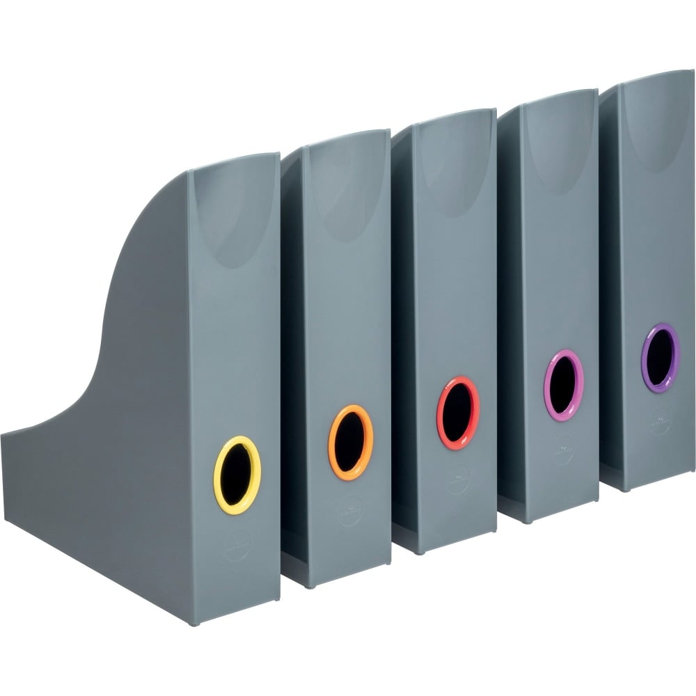 DURABLE VARICOLOR Magazine Rack Set, Gray/Multicolor - 5 pack - Gray, Multicolor - 5 / Carton MPN:770657