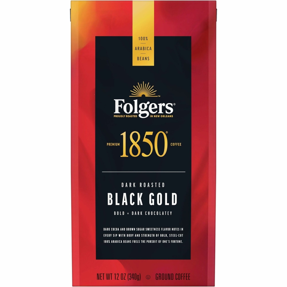 Folgers Ground 1850 Black Gold Coffee, Dark, 12 Oz (Min Order Qty 6) MPN:60516