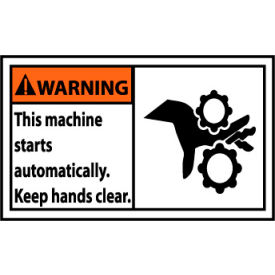 Graphic Machine Labels - Warning This Machine Starts Automatically 5 Pack WGA1AP