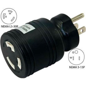 Conntek 30222-BK 15 to 30-Amp Locking Adapter with NEMA 5-15P to L5-30R Black 30222-BK