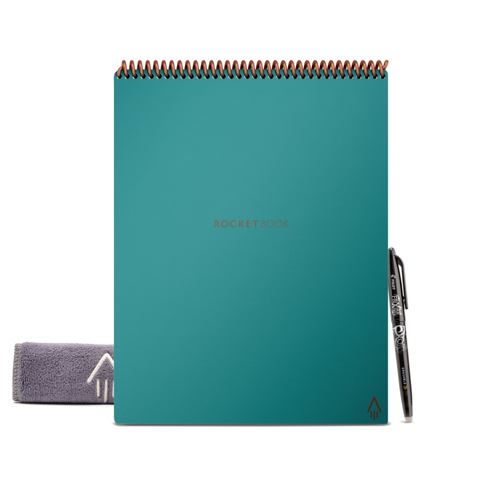 Rocketbook Flip Smart Reusable Letter Size Notepad, 8-1/2in x 11in, 1 Subject, Dot-Grid and Line Ruled, 16 Sheets, Teal (Min Order Qty 2) MPN:FLP-L-RC-CCE-FR