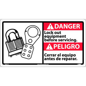 Bilingual Plastic Sign - Danger Lock Out Equipment Before Servicing DBA11R