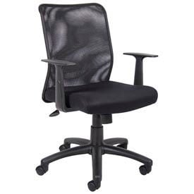 Interion® Mesh Office Chair with Adjustable Arms & Mid Back Fabric Black 1199B25