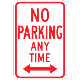 Brady® No Parking Any Time Sign White/Red Aluminum 12