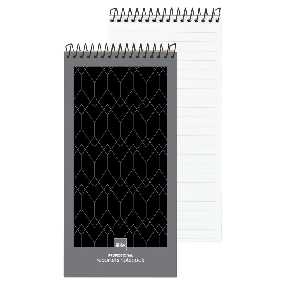 Office Depot Brand Professional Reporters Notebook, 4in x 8in, Black/Gray, Legal/Wide Ruled, 140 Pages (70 Sheets), Pack Of 4 (Min Order Qty 8) MPN:99511