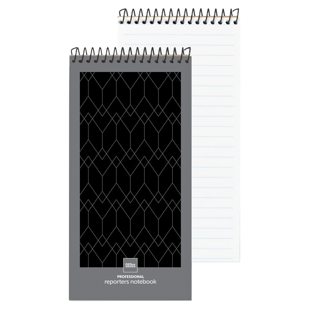 Office Depot Brand Professional Reporters Notebook, 4in x 8in, Black/Gray, Legal/Wide Ruled, 140 Pages (70 Sheets), Pack Of 4 (Min Order Qty 7) MPN:99511