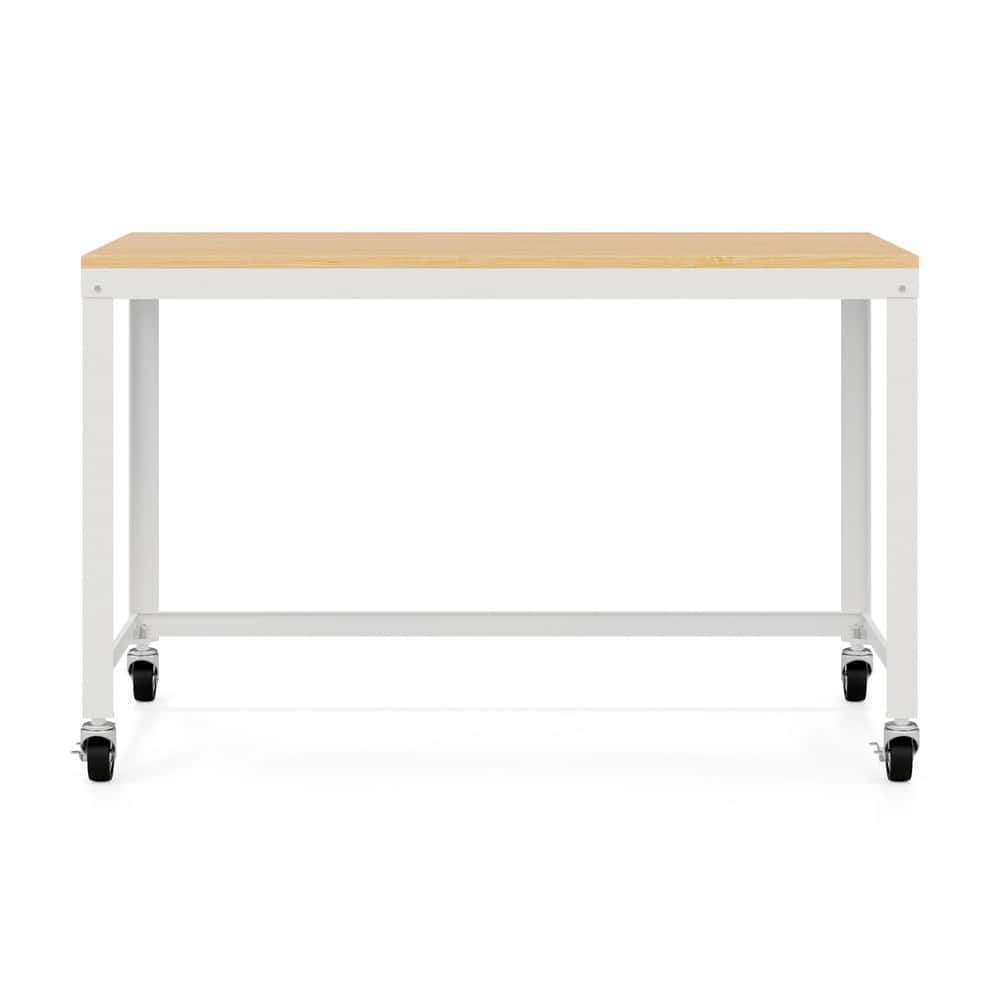 Computer Desk: Laminate Top, White & Maple MPN:24973