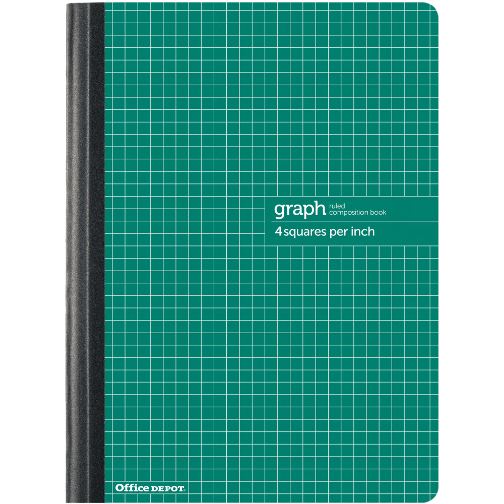 Office Depot Brand Composition Book, 7-1/4in x 9-3/4in, Quadrille Ruled, 80 Sheets, Green (Min Order Qty 31) MPN:CJV202239