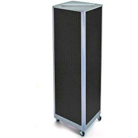 Global Approved 700406-BLK Four-Sided Spinning Pegboard Floor Display W/ Wheels 16
