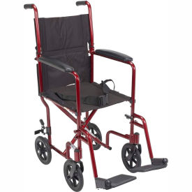 Lightweight Aluminum Transport Wheelchair Red Frame 19