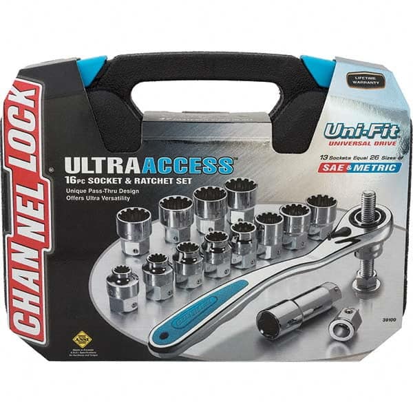 Socket Set: Pass Through, 16 Pc, E10 Min, E28 Max MPN:39100