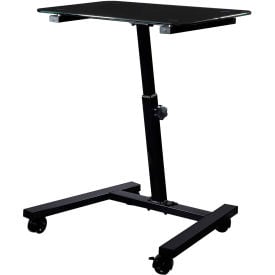 Seville Classics airLIFT® Tempered Glass Mobile Laptop Desk Cart Black OFF65934B