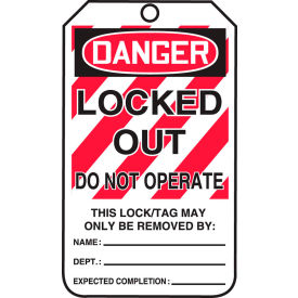 Accuform MLT407CTP Lockout Tag Danger Locked Out Do Not Operate PF-Cardstock 25/Pack MLT407CTP