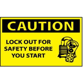 Machine Labels - Caution Lock-Out For Safety Before You Start C177AP
