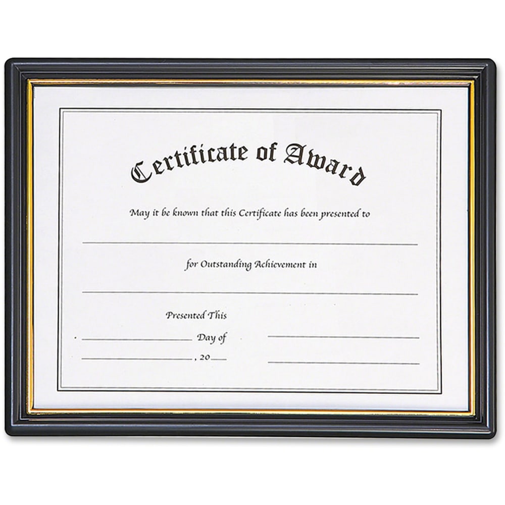 Nu Dell Plastic Framed Award Certificate 8.50in x 11in Frame Size Rectangle Hanger Plastic Gold, Black 1 Each MPN:19210