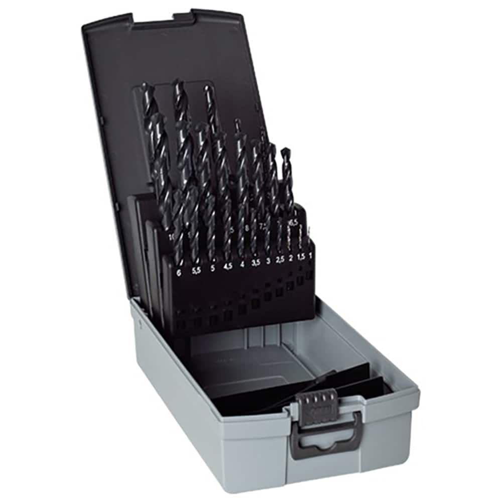 Drill Bit Set: Jobber Length Drill Bits, 25 Pc, 118 deg, High-Speed Steel MPN:9002010000140