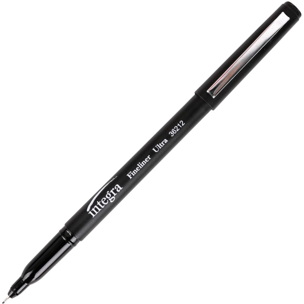 Integra Fineliner Ultra Fine Permanent Markers - Black Ink - 12 / Pack MPN:36212
