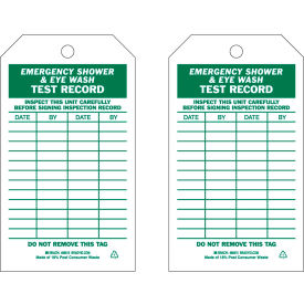 Brady® 86615 Emergency Shower & Eye Wash Test Record Tag 2 Sided 10/Pkg Polyester 4