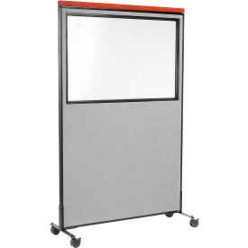 Interion® Mobile Deluxe Office Partition Panel with Partial Window 48-1/4