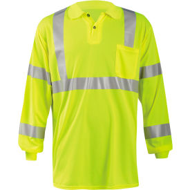 Occunomix LUX-LSPP3B-YXL Birdseye Polo Wicking & Cooling Long Sleeve Class 3 Yellow XL LUX-LSPP3B-YXL