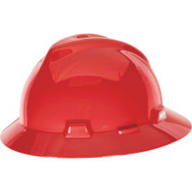 MSA V-Gard® Slotted Full-Brim Hat With 1-Touch Suspension Red 10058324 - Pkg Qty 20