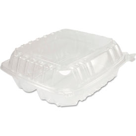 Dart® ClearSeal Hinged-Lid Plastic Containers 8.25x8.25x3 Clear Plastic 125/PK 2 Packs/CT C90PST3