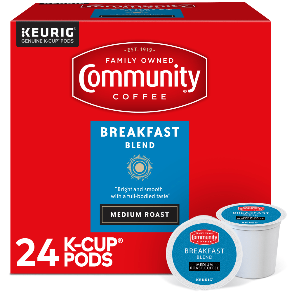 Community Coffee Keurig Single Serve K-Cup Pods, Breakfast Blend, Medium Roast, Box Of 24 Pods (Min Order Qty 4) MPN:5000374324EA