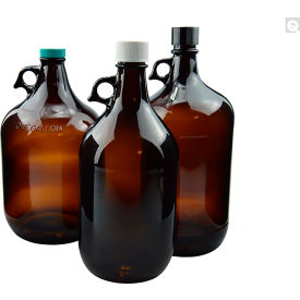 Qorpak® 128oz Amber Jug w/38-400 Green Thermoset w/F217 & PTFE Cap 6PK GLC-02043