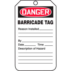 Accuform TAB104CTP Danger Barricade Tag PF-Cardstock 25/Pack TAB104CTP