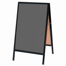Aarco Aluminum Black Powder Coated A-Frame Sidewalk Black Chalkboard - 24