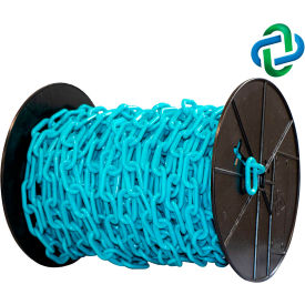 Mr. Chain® Plastic Chain Barrier On A Reel 1-1/2 x 200'L HDPE Turquoise 56301