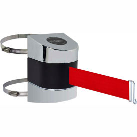 Tensabarrier®Warehouse Retractable Belt Barrier30' Red Belt Chrome Case 897-30-C-1P-NO-R5X-A