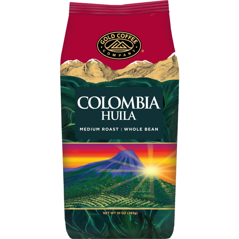 Gold Coffee Company Whole Bean Coffee, Medium Roast, Colombia Huila, 10 Oz Per Bag MPN:70057
