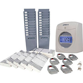 uPunch™ Electronic Time Clock w/ 350 Time Cards 6 Ribbons 4 Keys & 2 Racks White & Gray UB2000