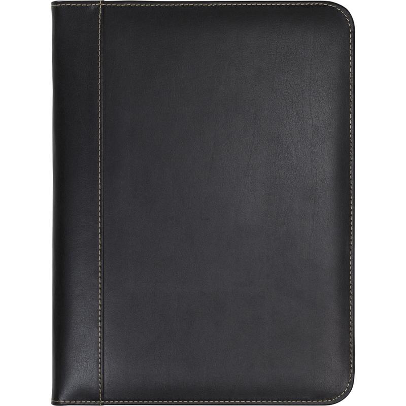 Samsill Letter Pad Folio - 8 1/2in x 11in - Leather - Black - 1 Each MPN:71710