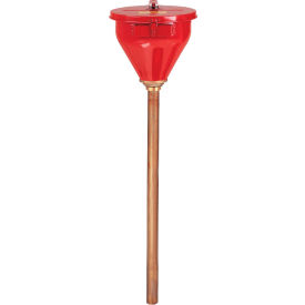 Justrite® Safety Drum Funnel For Flammable Liquids Galvanized Steel 2.6 Gallon Capacity Red 08205