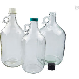 Qorpak® 64oz Clear Jug w/38-400 Black Phenolic Pulp/Vinyl Cap 6PK GLC-01420
