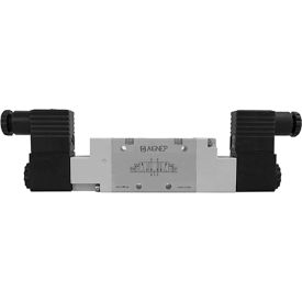 Aignep USA 5/3 Open Cntr G 1/4 Dbl Solenoid Valve Pilot Spring Cntred 24V DC/3W Coil Black Conn. 01VS07OC030201