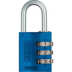 ABUS Anodized Aluminum Resettable 3-Dial Combination Lock 145/30 C - Blue 14533 - Pkg Qty 6