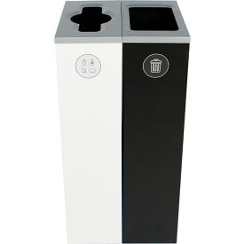 Busch Systems Spectrum Cube Slim Double Recycling Station For Recyclables 20 Gal. Cap. White/Black 101188