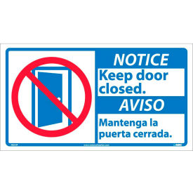 NMC™ Bilingual Vinyl Sign Notice Keep This Door Closed 18