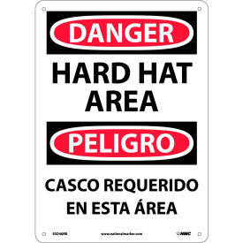 NMC™ Bilingual Plastic Sign Danger Hard Hat Area 10