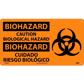 Bilingual Plastic Sign - Biohazard Caution Biological Hazard SPSA52R