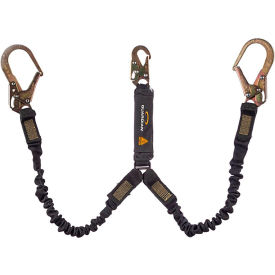 Guardian Arc Flash Shock Absorbing Lanyard Stretch Dual Leg Steel Rebar Hook 6'L 3400007