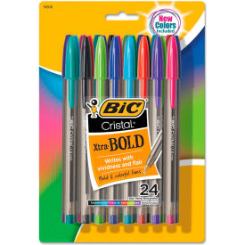 BIC® Cristal Xtra Bold Ballpoint Pen Stick Bold 1.6 mm Assorted Ink & Barrel Colors 24/PK MSBAPP241AST