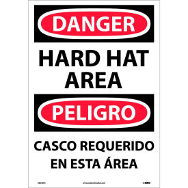NMC™ Bilingual Vinyl Sign Danger Hard Hat Area 14