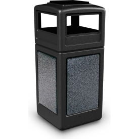 PolyTec™ Square Waste Container Ashtray Lid Black w/Pepperstone Stone Panels 42-Gallon 72051399